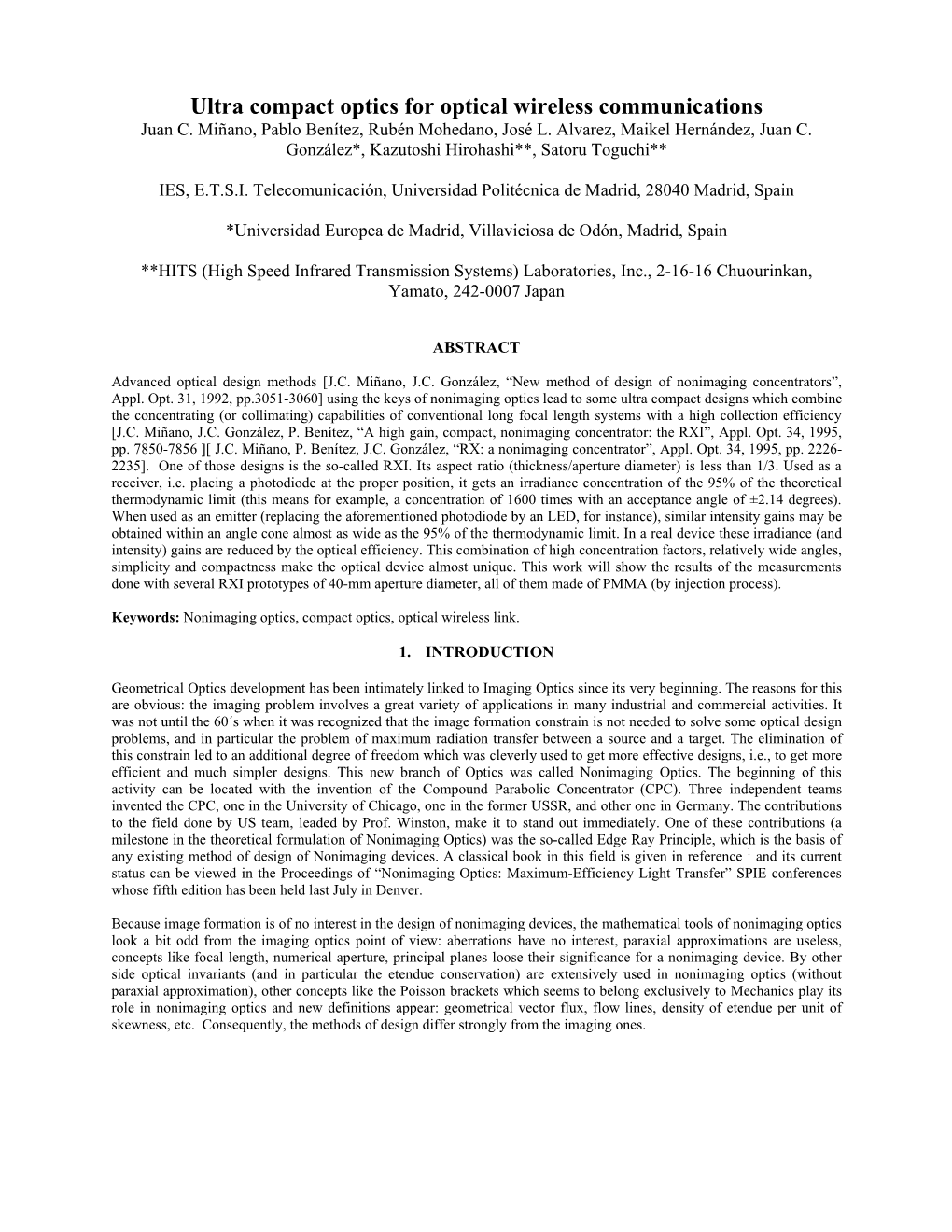 RX and RXI® for Optical Wireless Communications