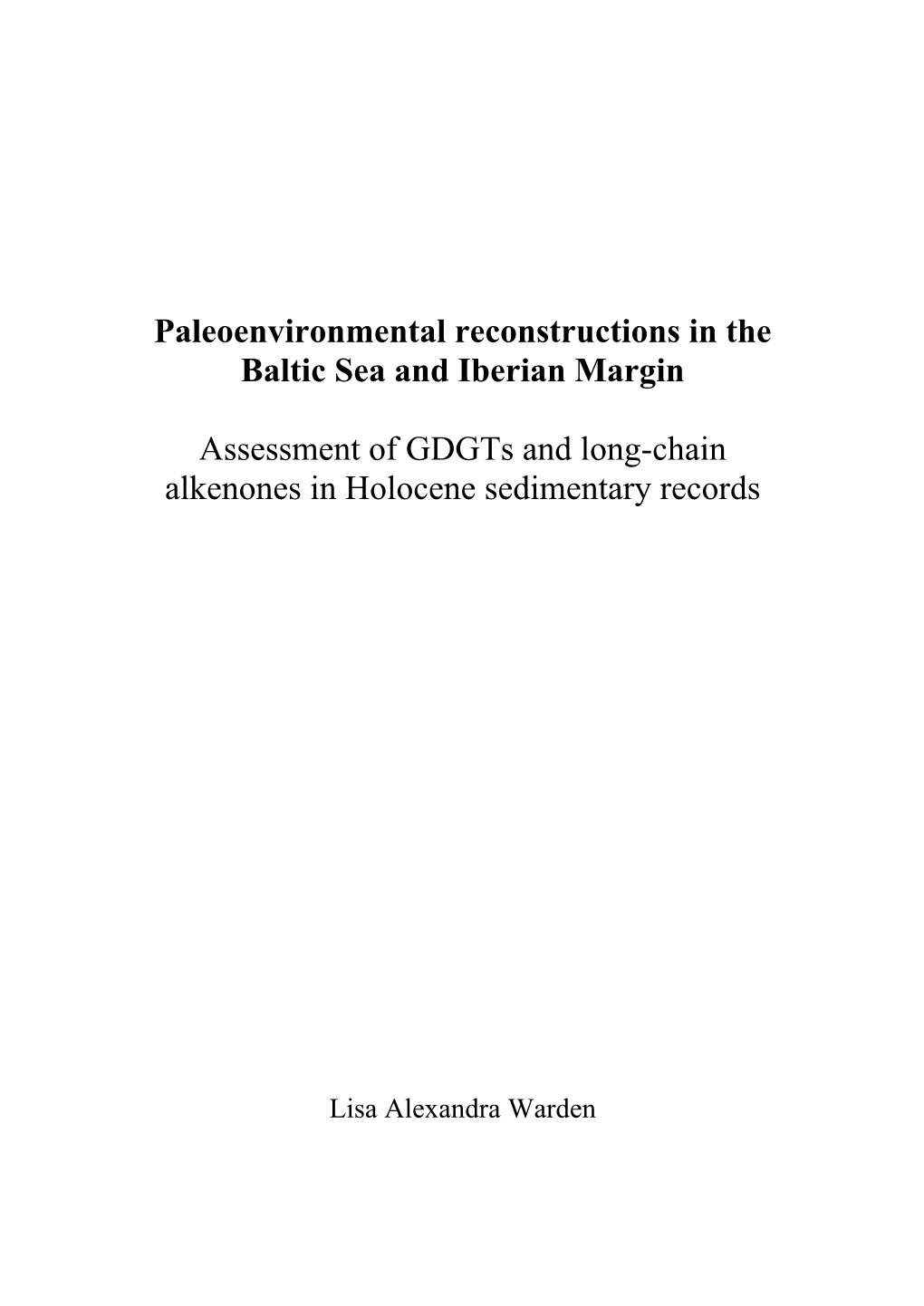 Paleoenvironmental Reconstructions in the Baltic Sea and Iberian Margin