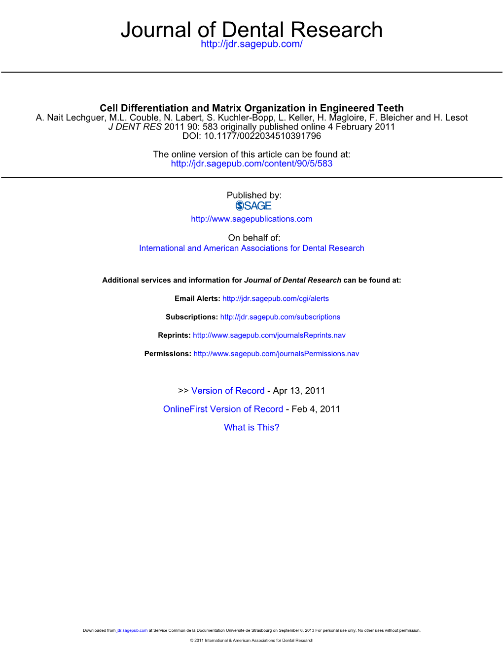 Journal of Dental Research