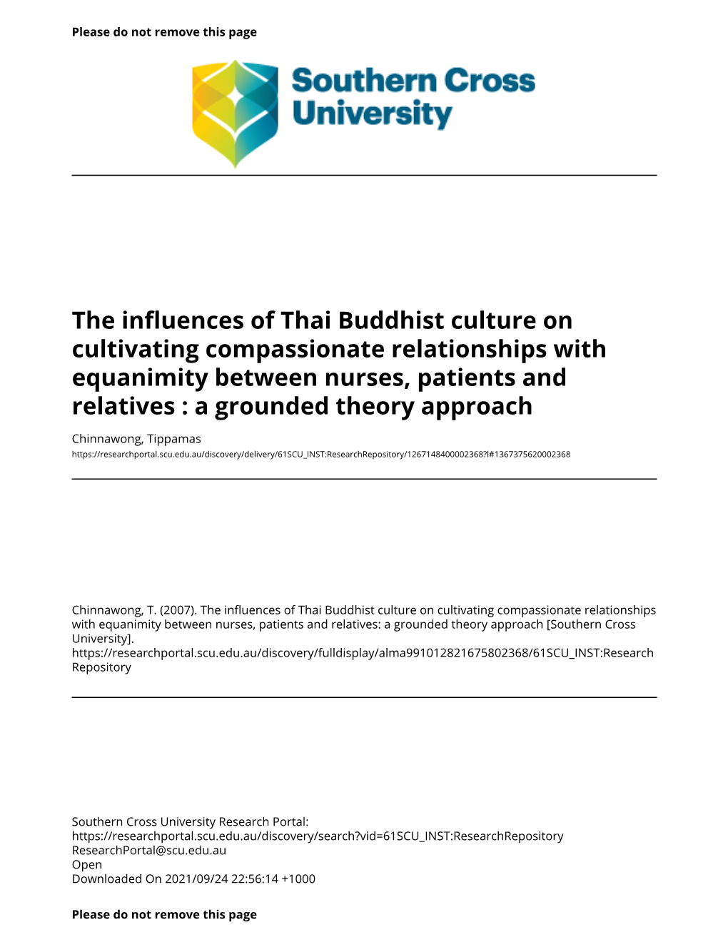 The Influences of Thai Buddhist Culture on Cultivating Compassionate Relationships with Equanimity Between Nurses, Patients and Relatives : a Grounded Theory Approach