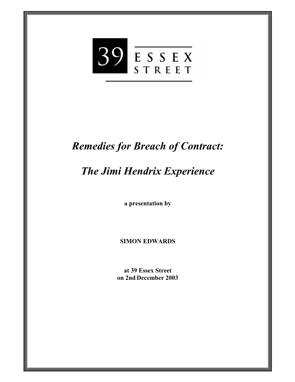 Remedies for Breach of Contract