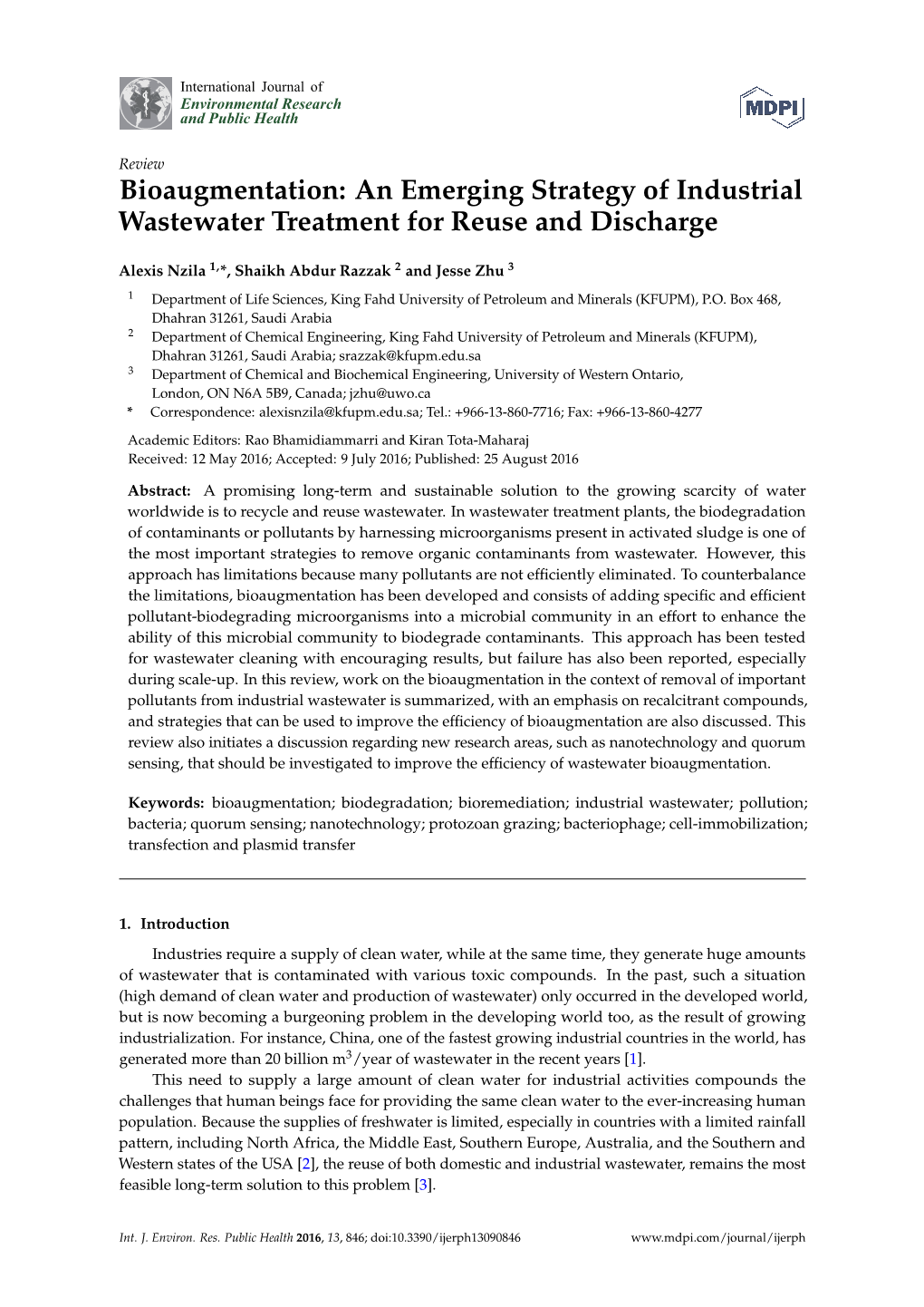 Bioaugmentation: an Emerging Strategy of Industrial Wastewater Treatment for Reuse and Discharge