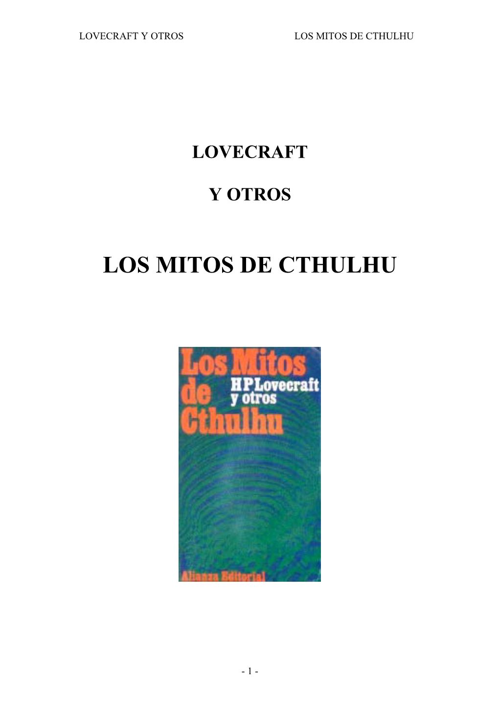 Los Mitos De Cthulhu H.P.Lovecraft