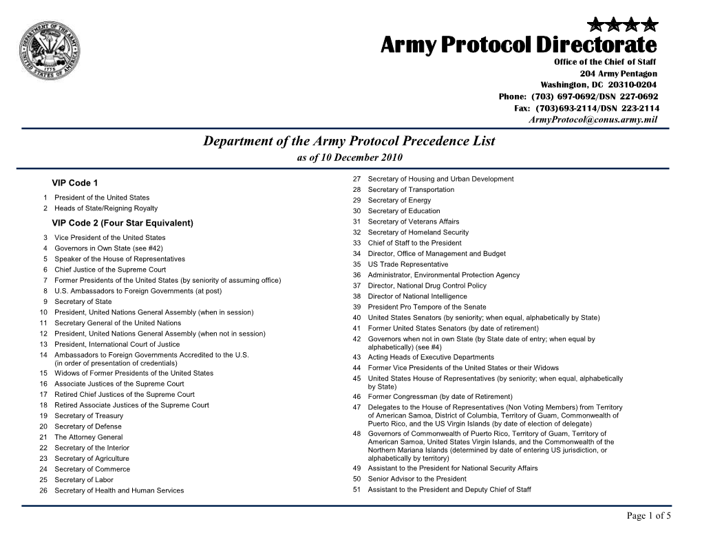 Army Protocol Directorate