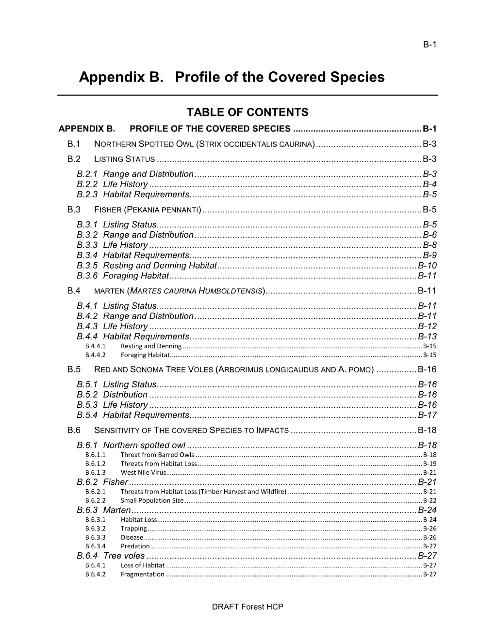 Green Diamond Forest Habitat Conservation Plan Appendix B