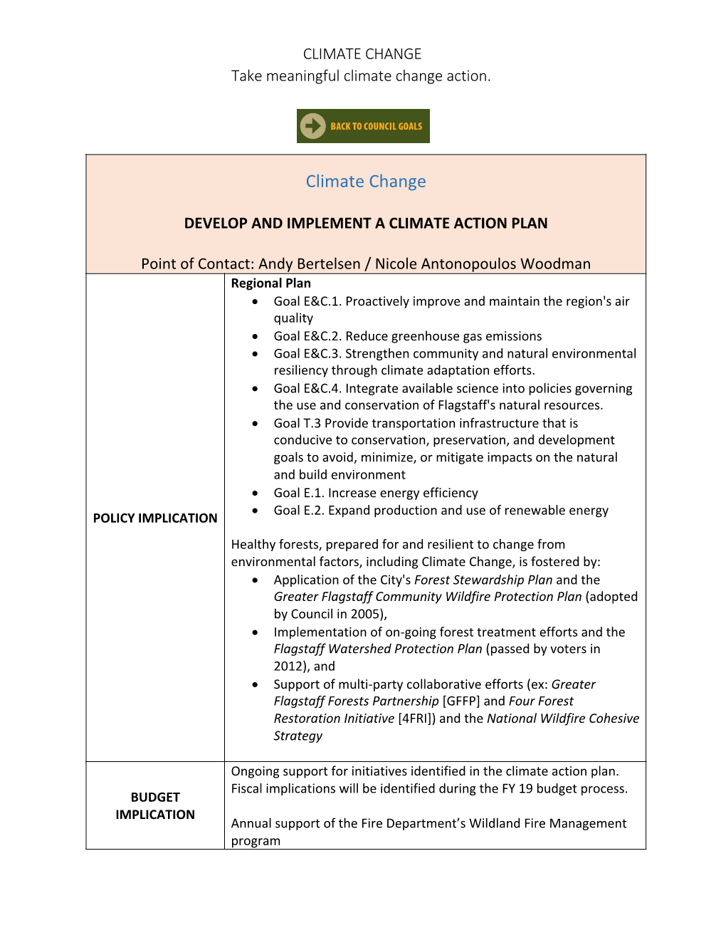 CLIMATE CHANGE Take Meaningful Climate Change Action