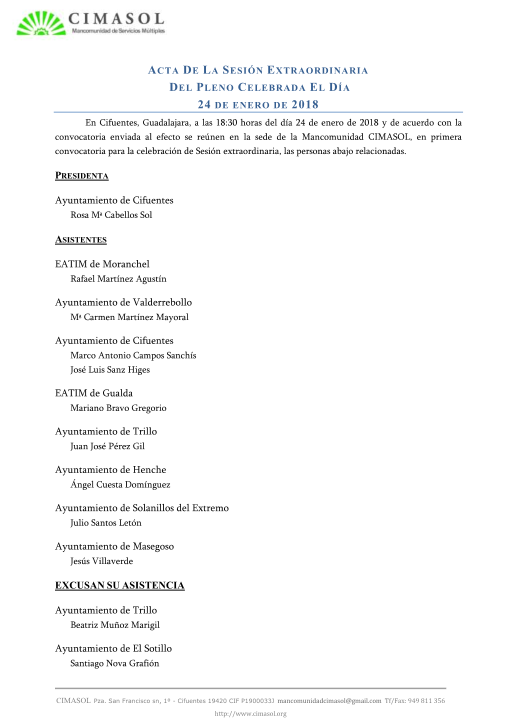 Acta De 24 De Enero De 2018