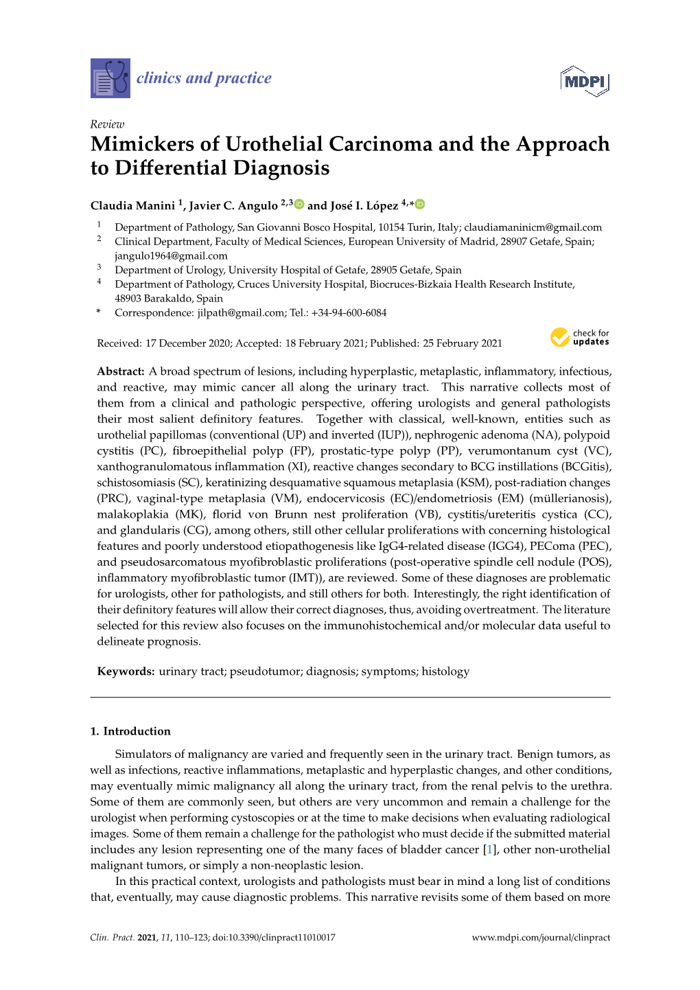 Mimickers of Urothelial Carcinoma and the Approach to Differential Diagnosis