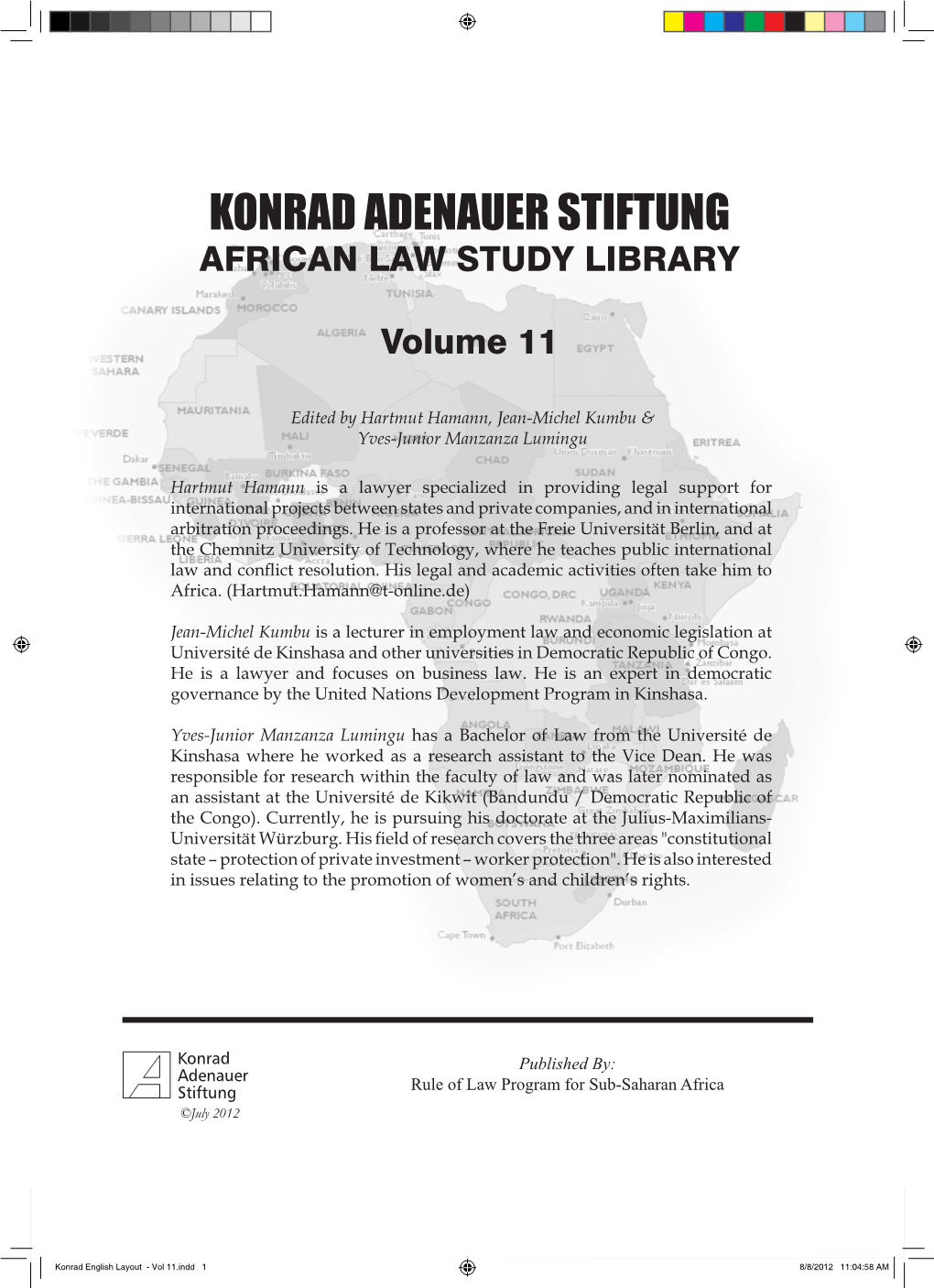 Konrad English Layout - Vol 11.Indd 1 8/8/2012 11:04:58 AM Konrad Adenauer Stiftung