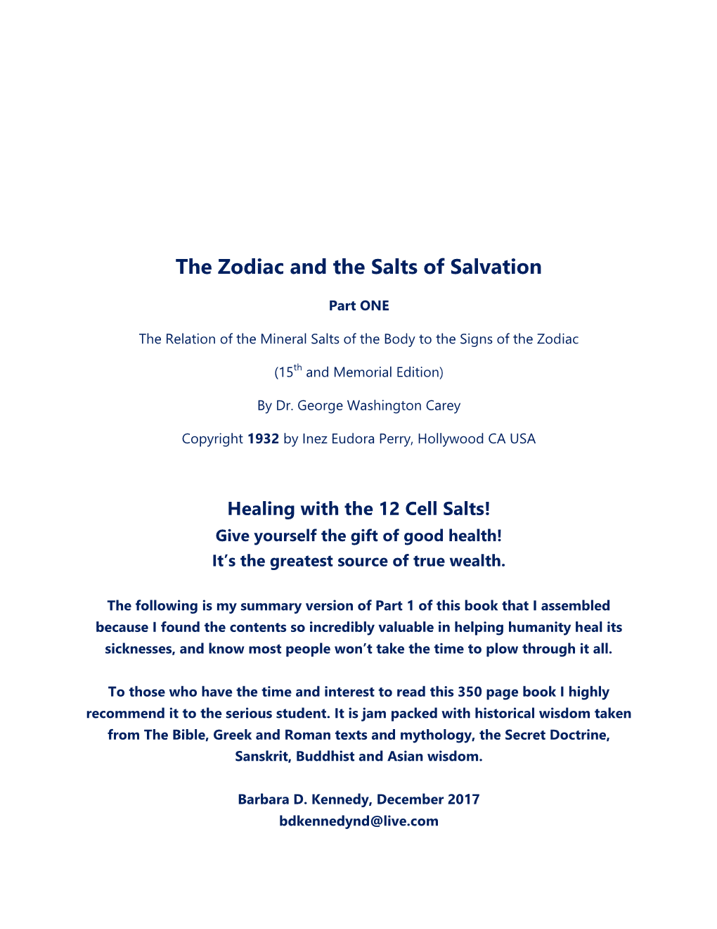 The Zodiac and the Salts of Salvation