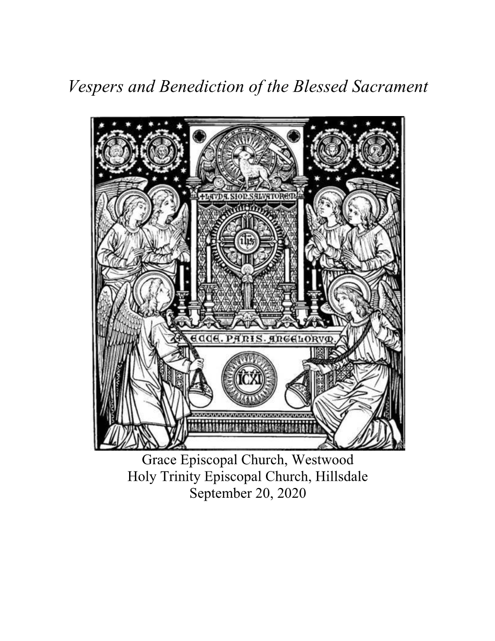 Vespers and Benediction of the Blessed Sacrament