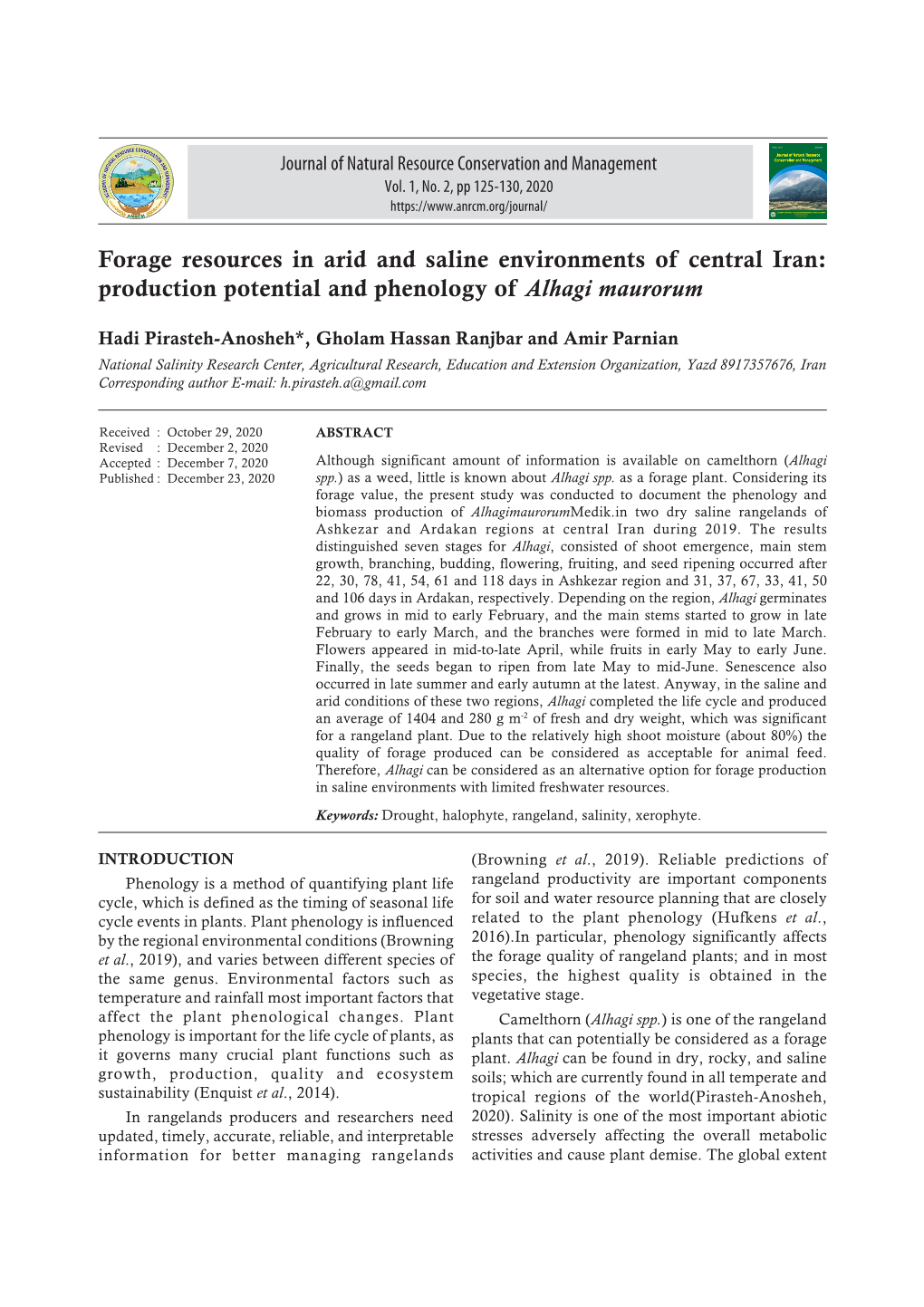 Production Potential and Phenology of Alhagi Maurorum