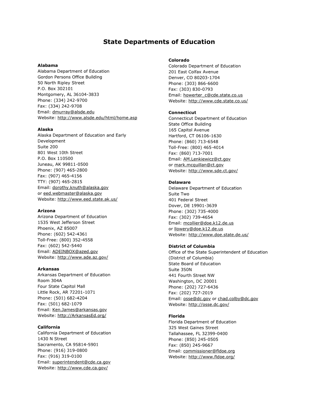 State Departments of Education