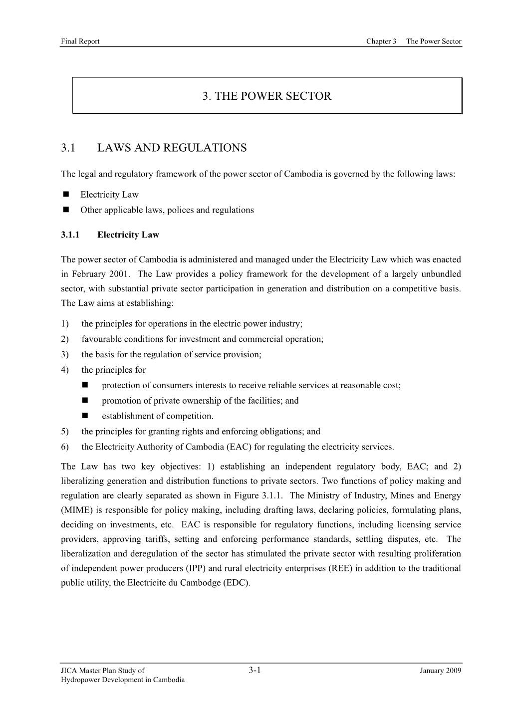 3. the Power Sector 3.1 Laws and Regulations