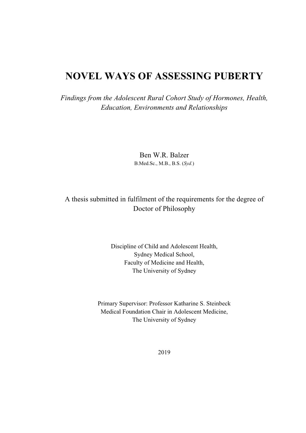 Novel Ways of Assessing Puberty