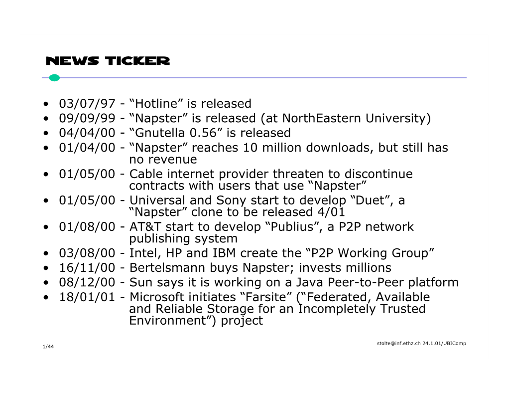 “Napster” Is Released (At Northeastern University) • 04/04/00