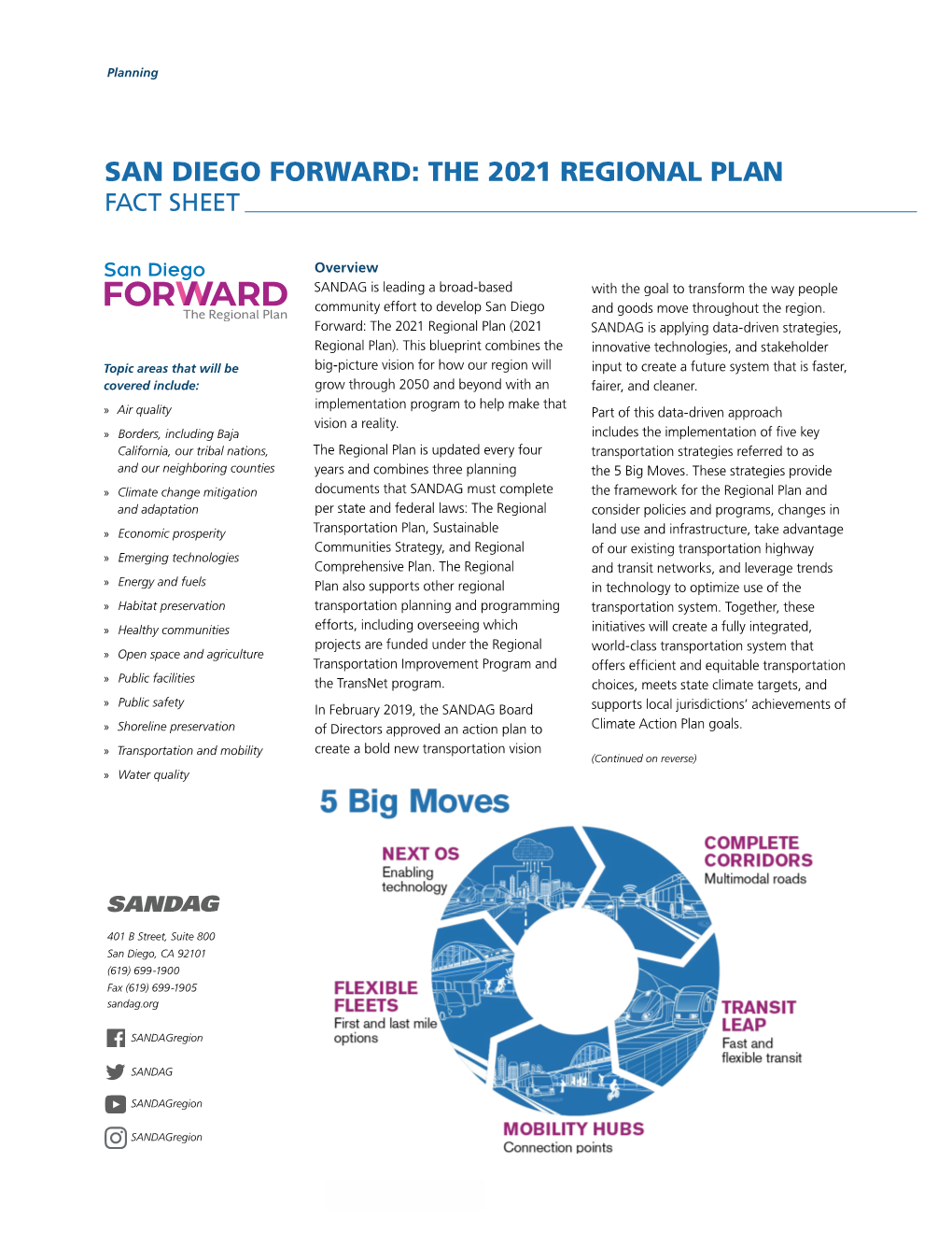 The 2021 Regional Plan Fact Sheet