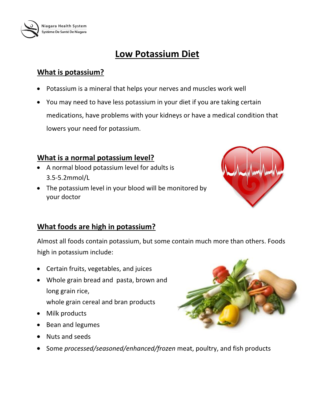 Low Potassium Diet