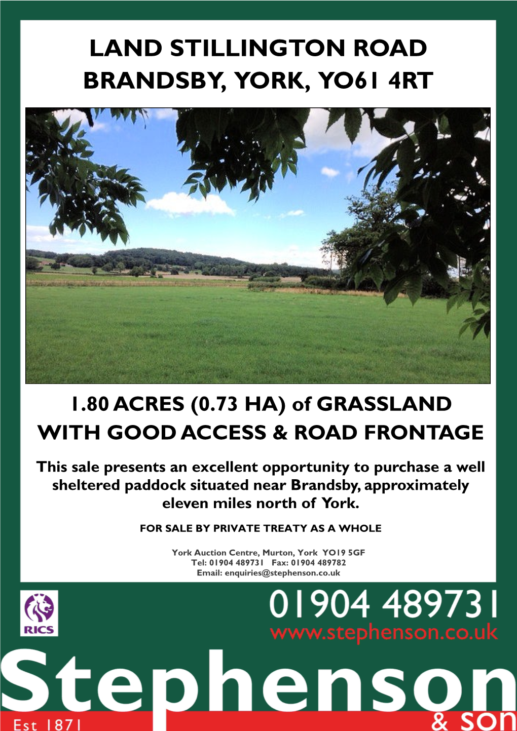 Land Stillington Road Brandsby, York, Yo61