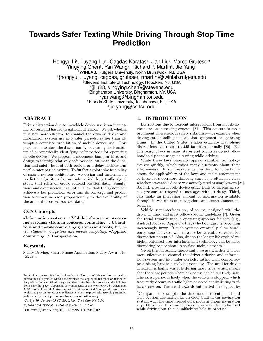 Towards Safer Texting While Driving Through Stop Time Prediction