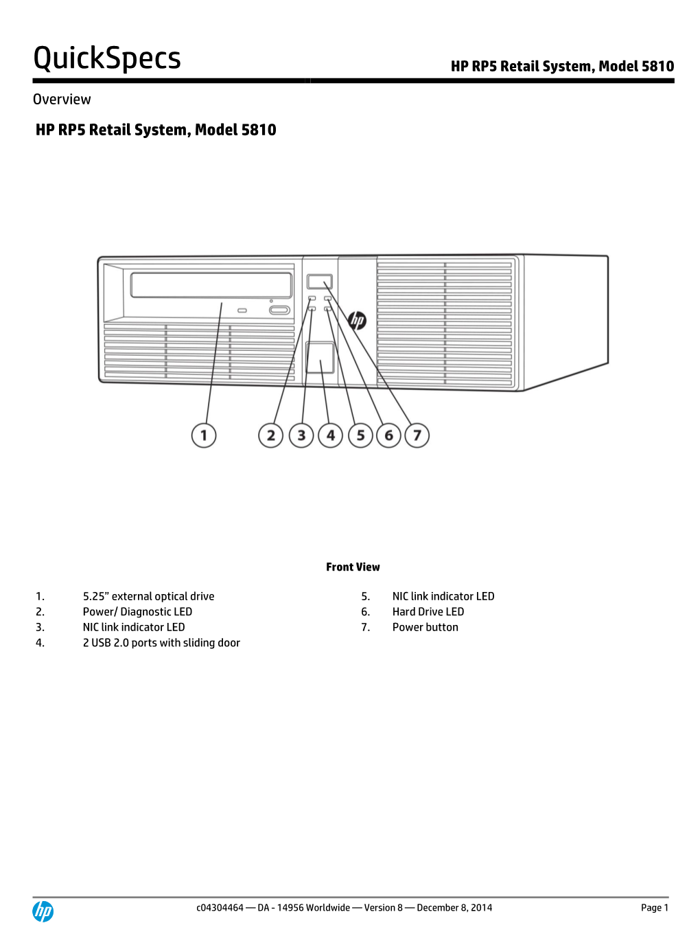 HP RP5810 Retail System, Model 5810