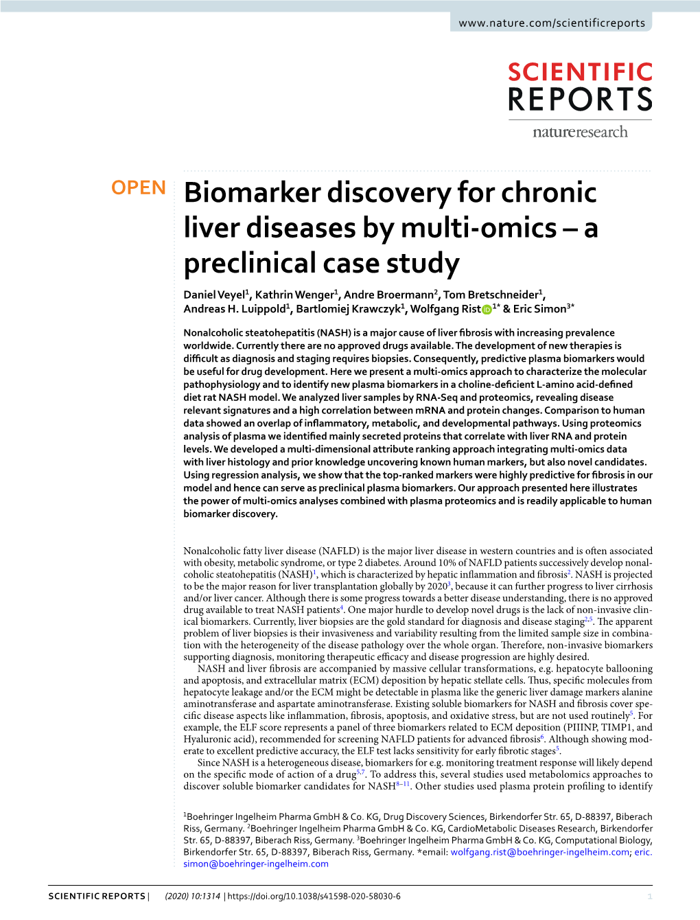 Biomarker Discovery for Chronic Liver Diseases by Multi-Omics