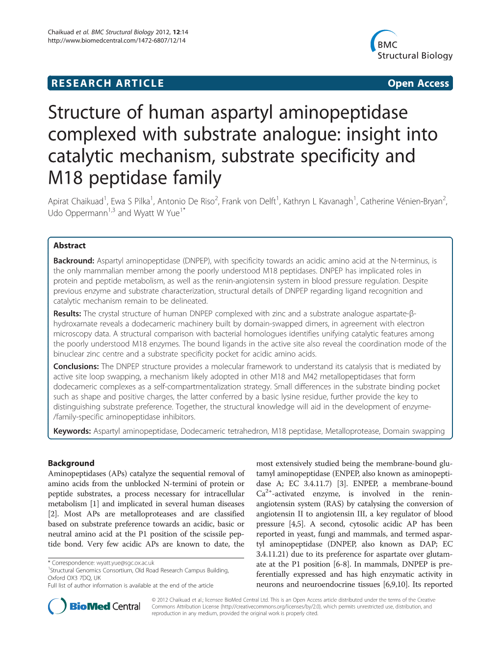 Structure of Human Aspartyl Aminopeptidase Complexed With