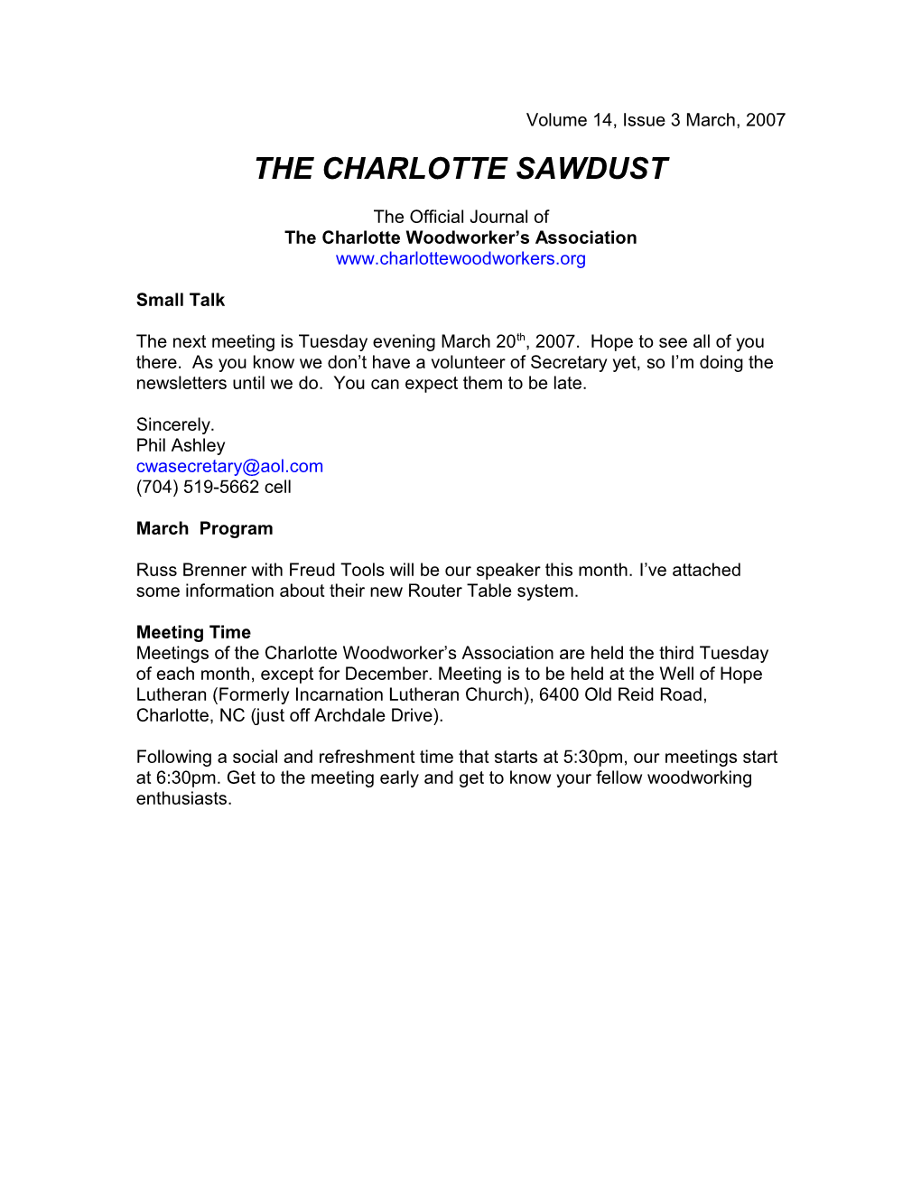 The Charlotte Sawdust