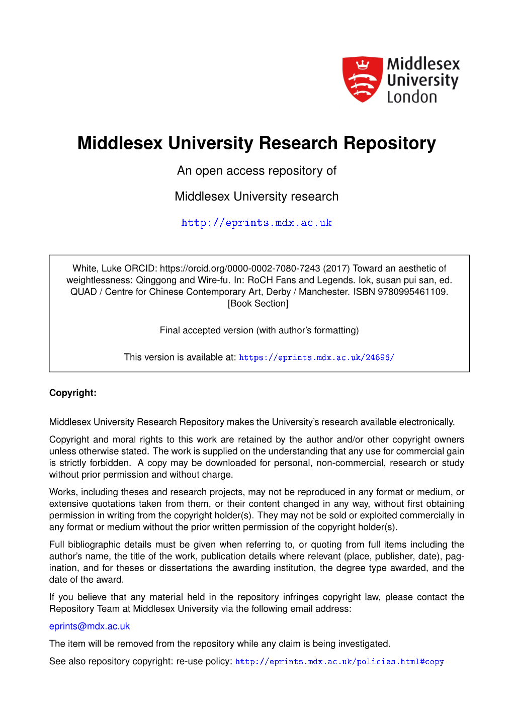 Middlesex University Research Repository an Open Access Repository Of