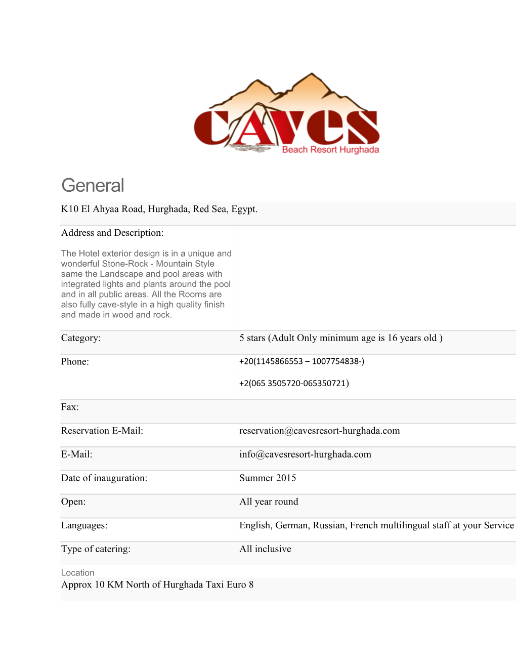 Caves & Amenities