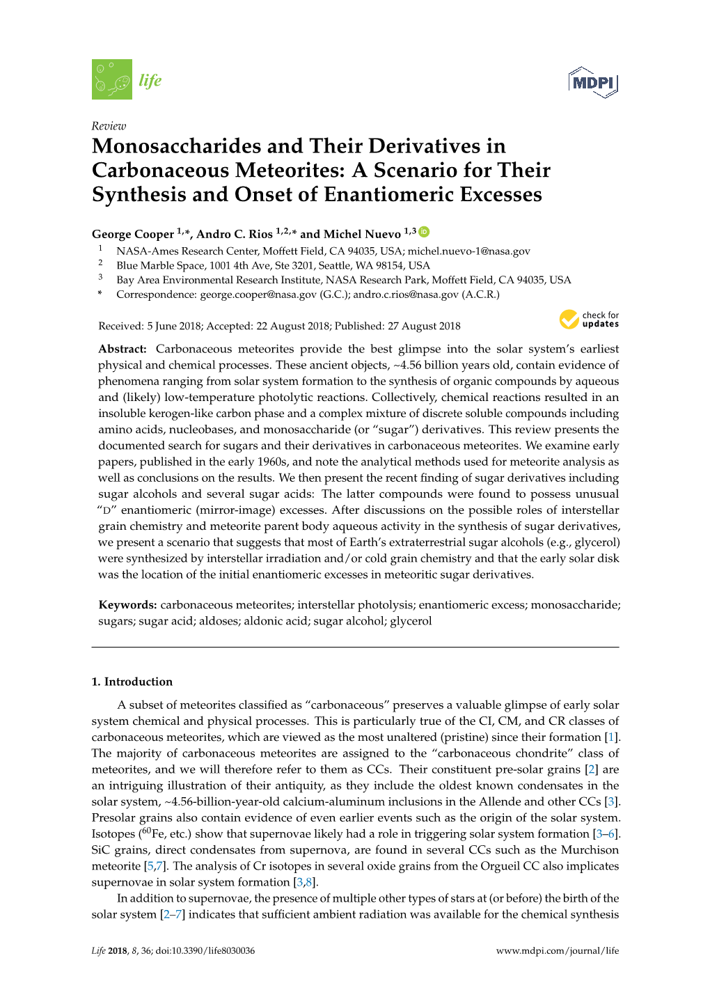 Monosaccharides and Their Derivatives in Carbonaceous Meteorites: a Scenario for Their Synthesis and Onset of Enantiomeric Excesses