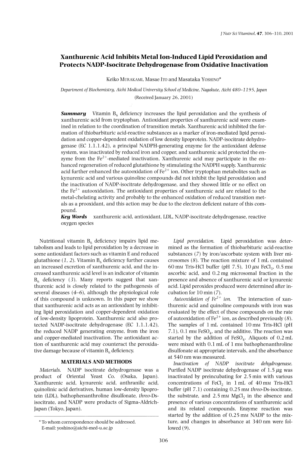 Nutritional Vitamin B6 Deficiency Impairs Lipid Me Tabolism and Leads