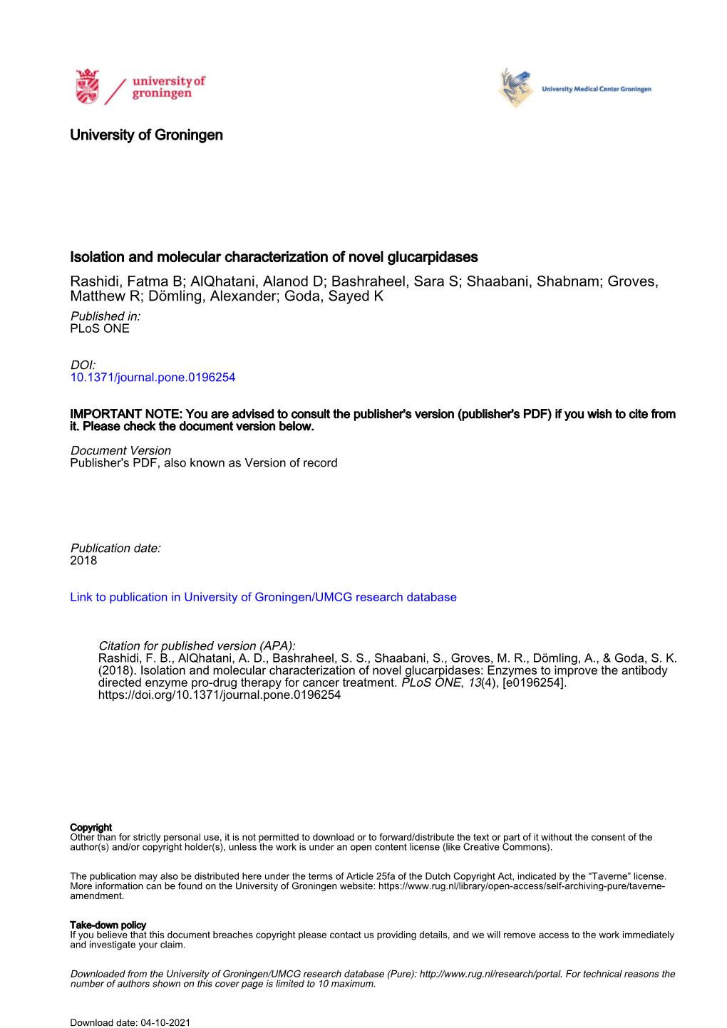 Isolation and Molecular Characterization of Novel