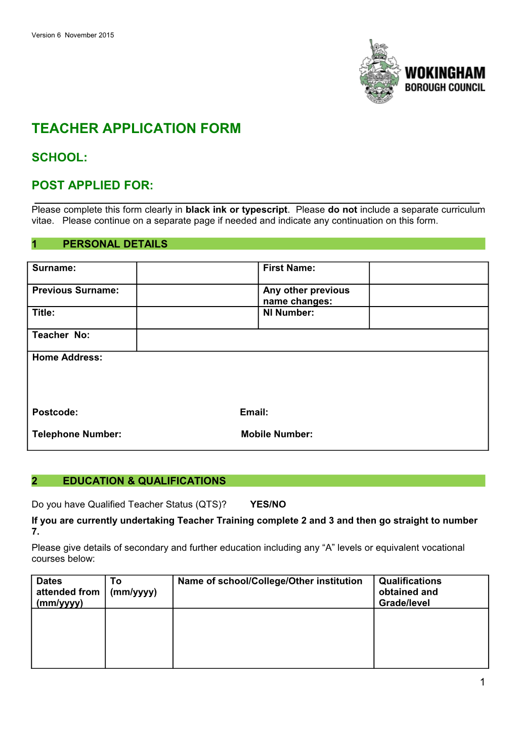Teacher Application Form s4