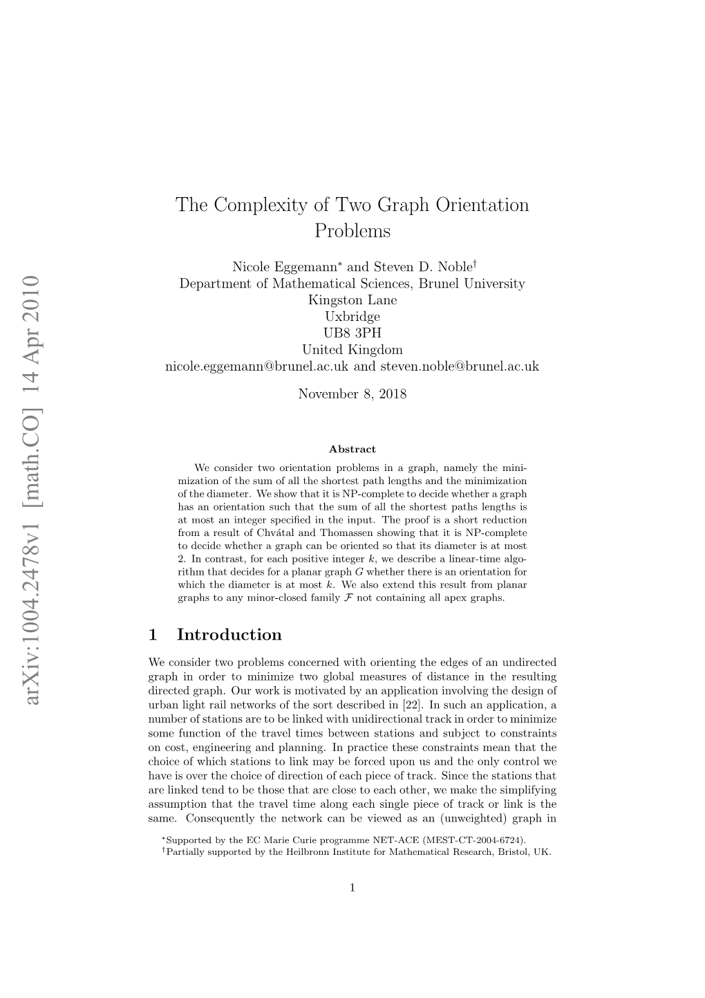 The Complexity of Two Graph Orientation Problems