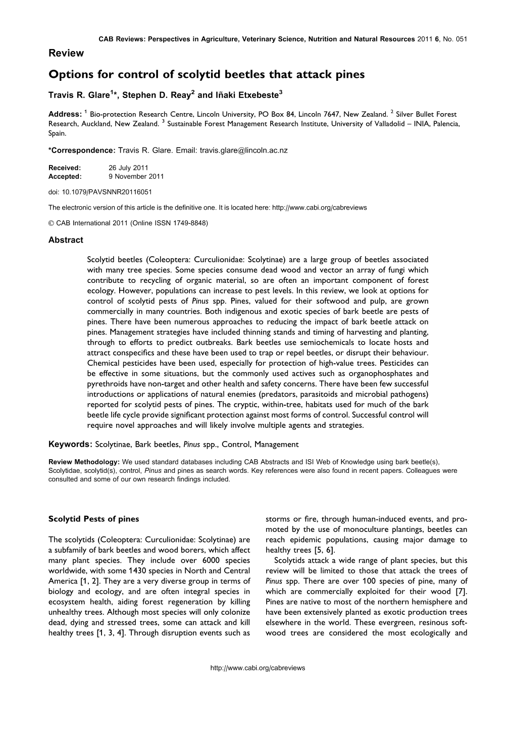 Options for Control of Scolytid Beetles That Attack Pines