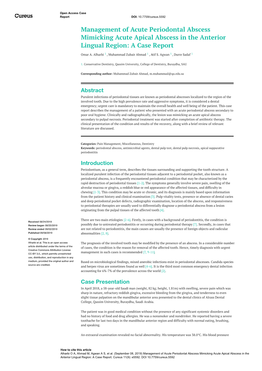 Management of Acute Periodontal Abscess Mimicking Acute Apical Abscess in the Anterior Lingual Region: a Case Report