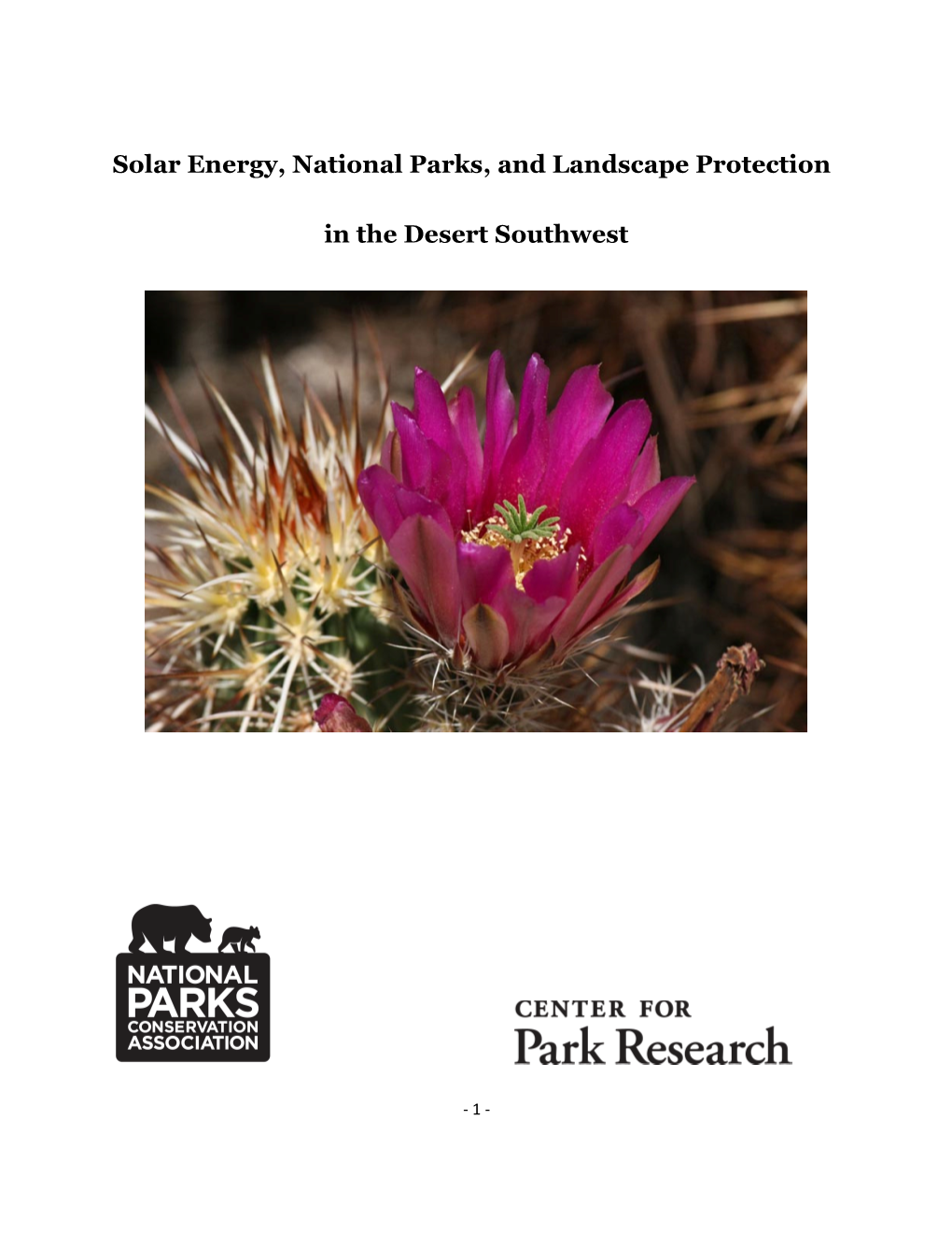 Solar Energy, National Parks, and Landscape Protection in the Desert