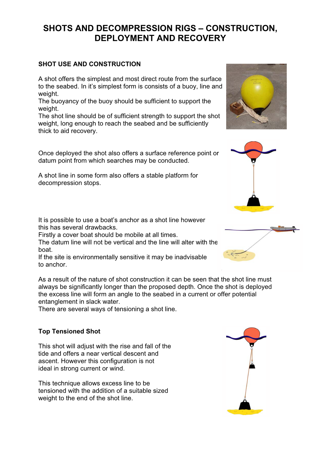 Shots, Uses, Deployment and Recovery