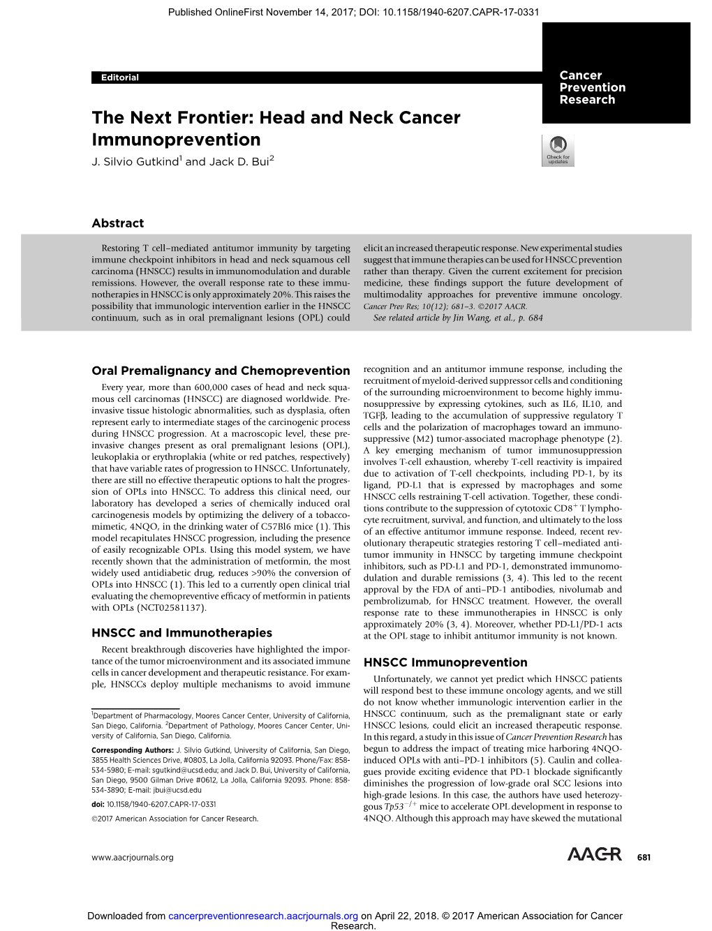 Head and Neck Cancer Immunoprevention J