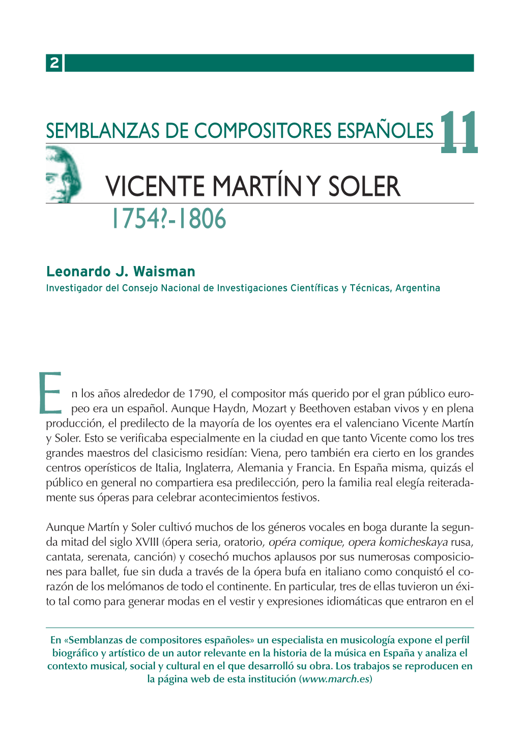 Vicente Martín Y Soler 1754?-1806