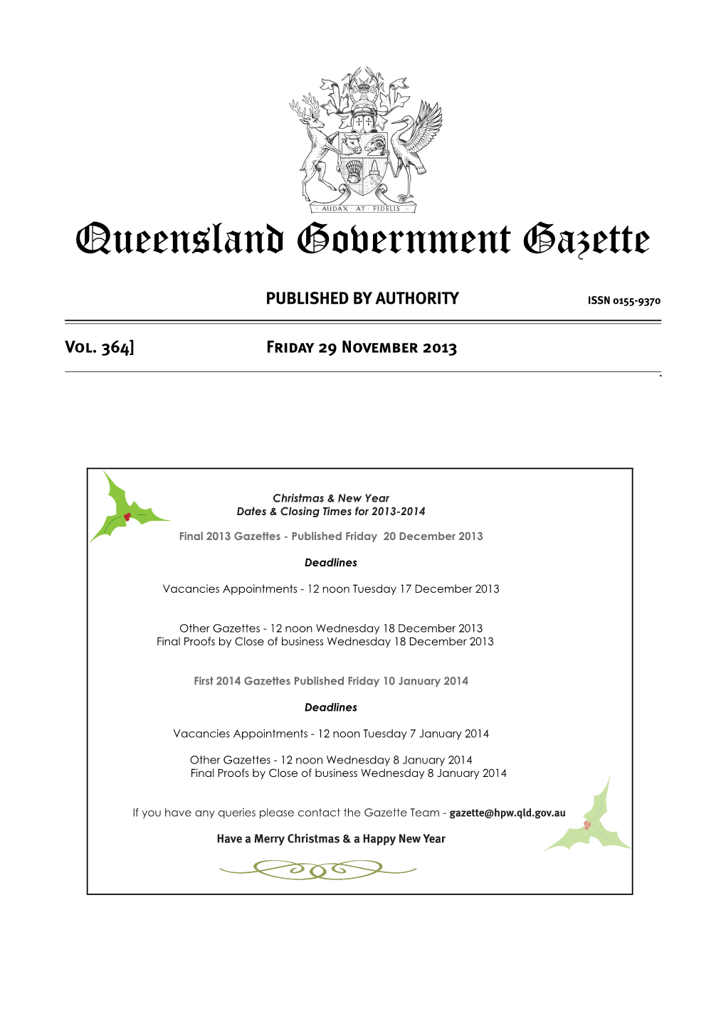 Queensland Government Gazette