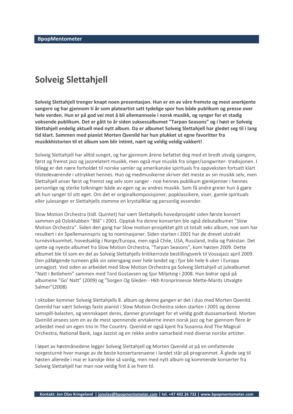 General Press Release (Norwegian)