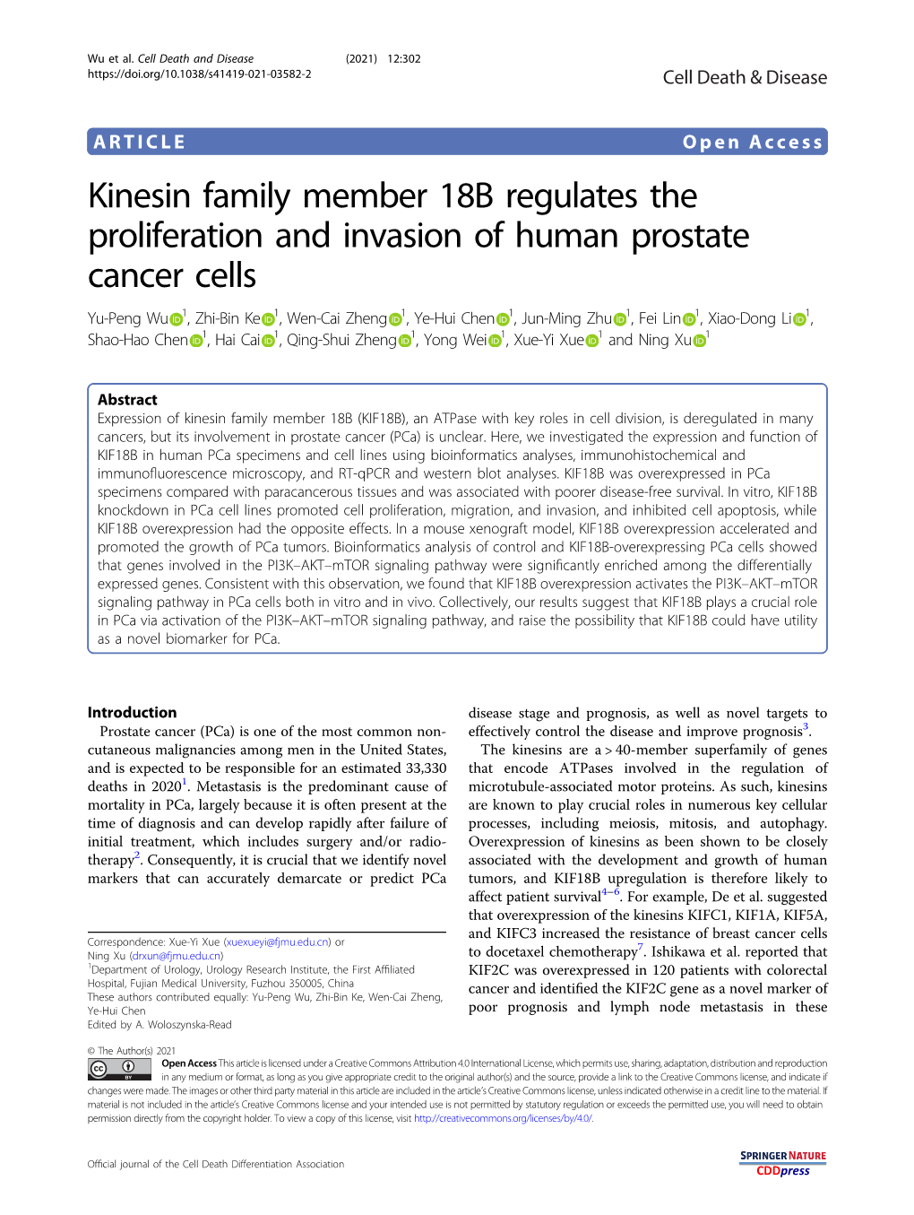 Kinesin Family Member 18B Regulates the Proliferation and Invasion Of