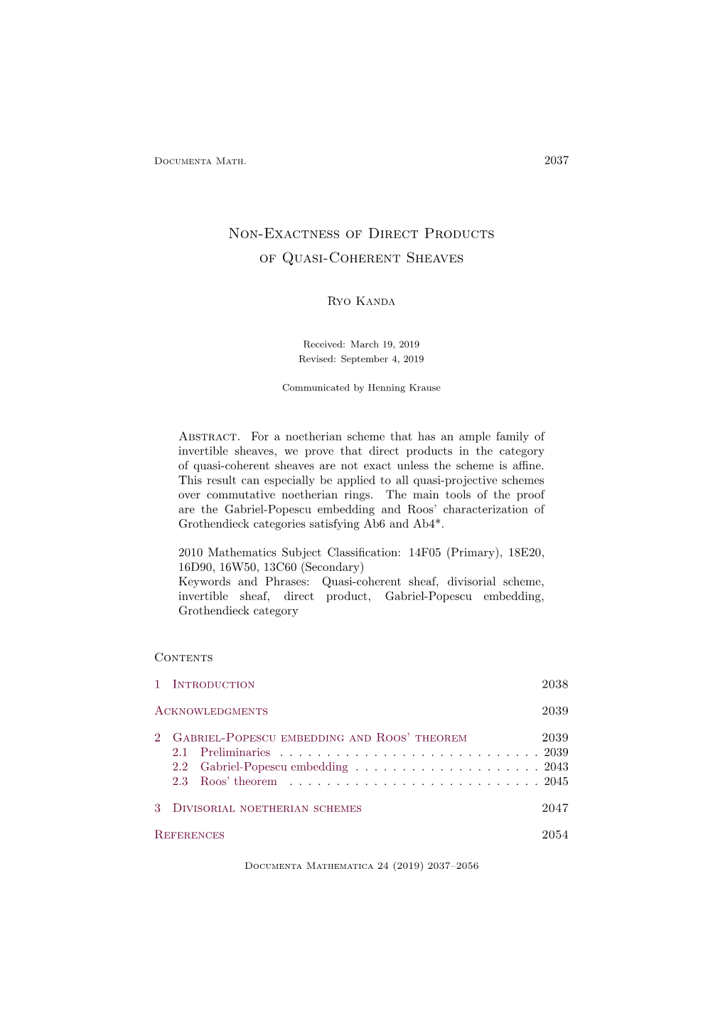 Non-Exactness of Direct Products of Quasi-Coherent Sheaves