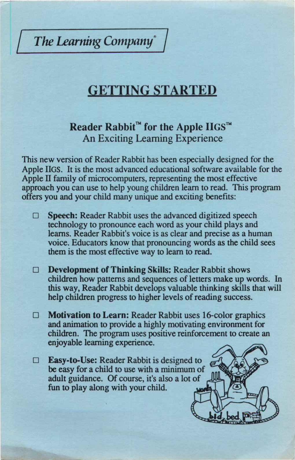 Reader Rabbit Manual