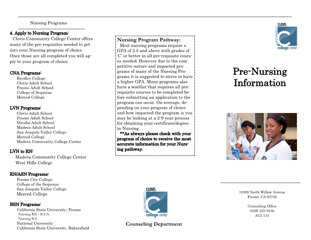 Pre-Nursing Information