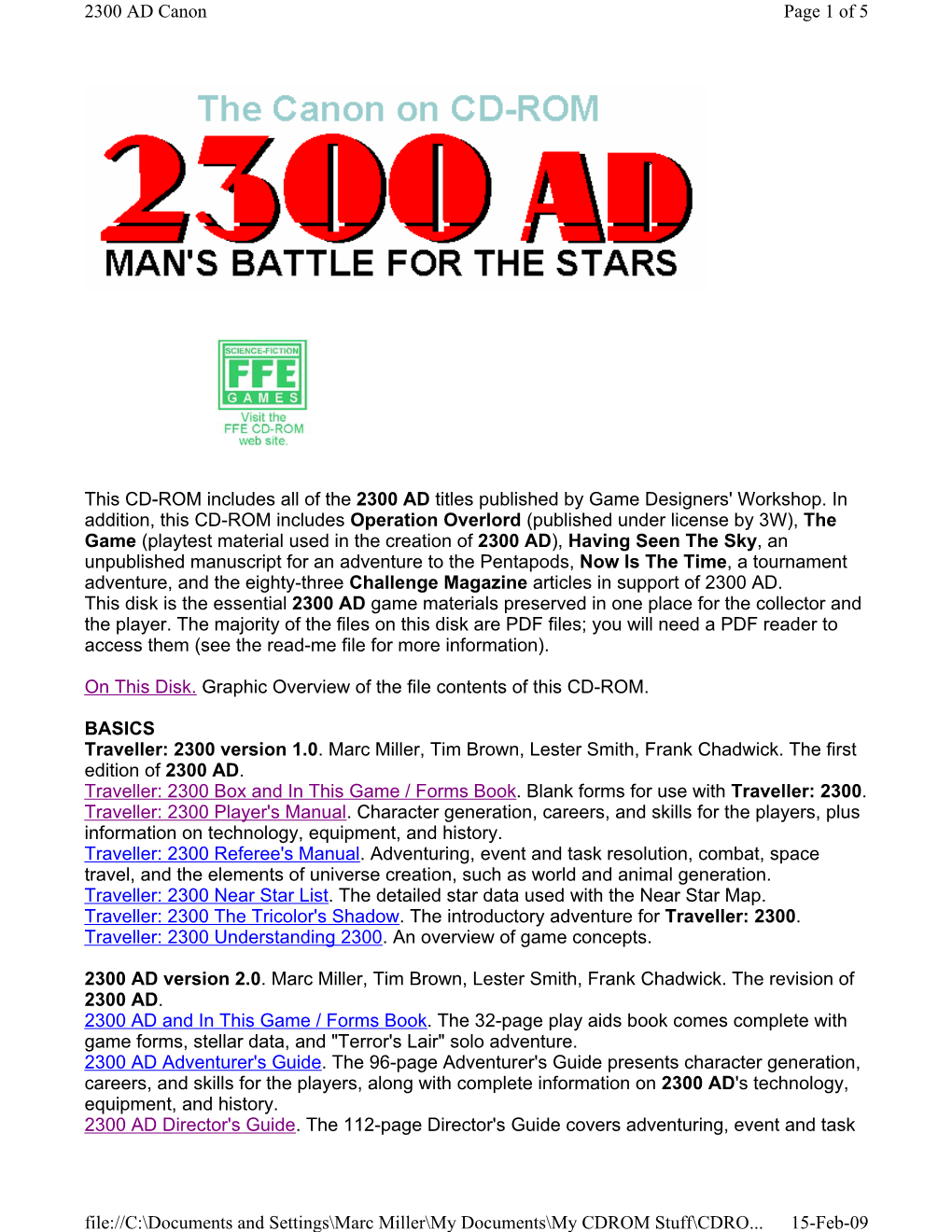 2300 AD Canon Page 1 of 5