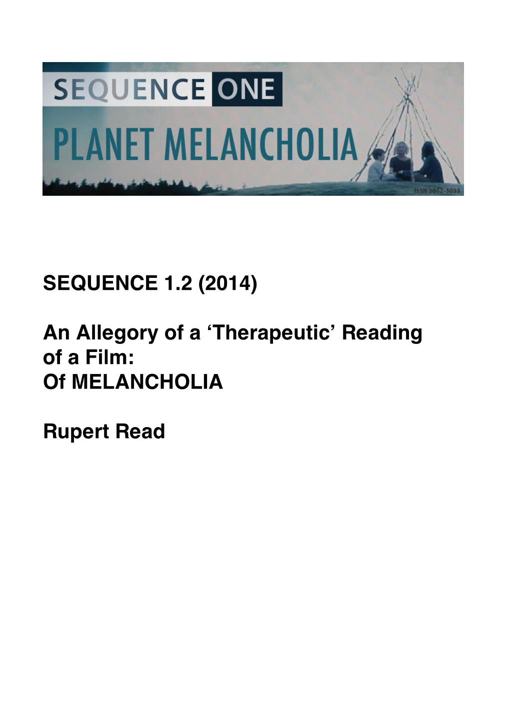 SEQUENCE 1.2 (2014) an Allegory of a 'Therapeutic' Reading of a Film