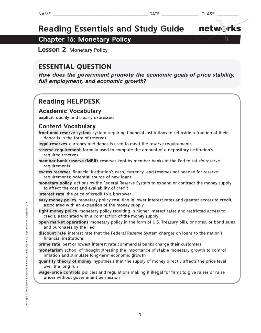 Netw Rks Reading Essentials and Study Guide